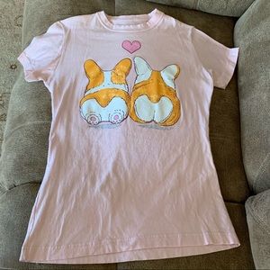 Box Lunch Corgi Butt Baby Pink Ladies Shirt
